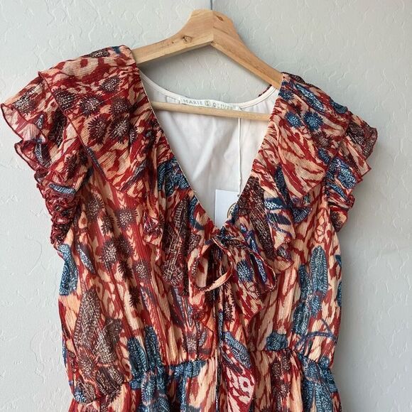 NWT Marie Oliver Dress Metallic Tiered Ruffle Gemma Mini Dress Red Size XS‎ - Picture 4 of 11
